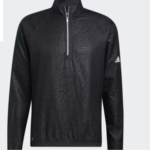ADIDAS DEBOSSED QUARTER-ZIP PULLOVER - black, size L NWT